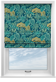 Leopard, Teal - Twist&Fit Roman Blind